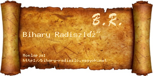 Bihary Radiszló névjegykártya